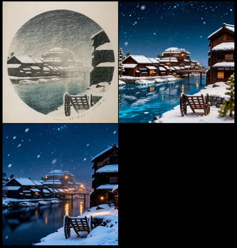 「東京十二ヶ月 三十間堀の暮雪」 川瀬巴水 （1920年）