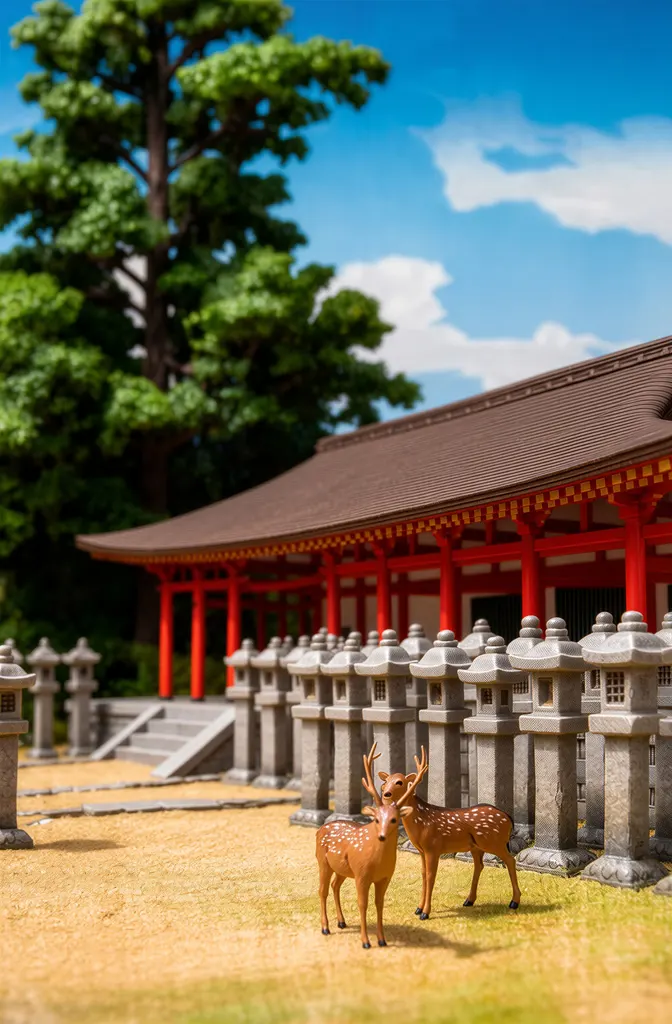 「旅みやげ 第二集 奈良春日神社」 川瀬巴水 （1921年）&nbsp;-&nbsp;AI加工 フィギュア風