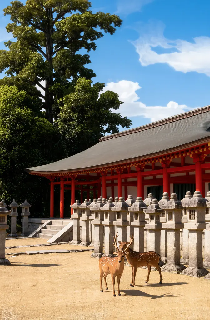 「旅みやげ 第二集 奈良春日神社」 川瀬巴水 （1921年）&nbsp;-&nbsp;AI加工 写真風