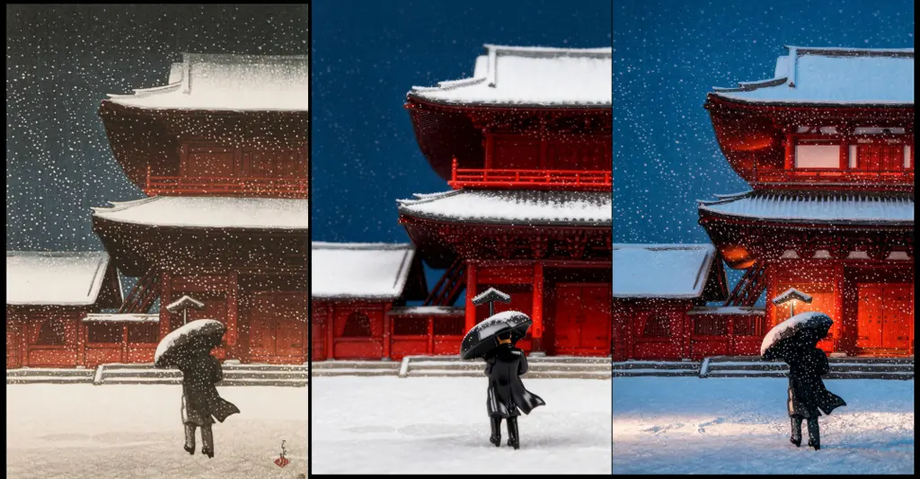 「雪の増上寺」 川瀬巴水 （1922年）