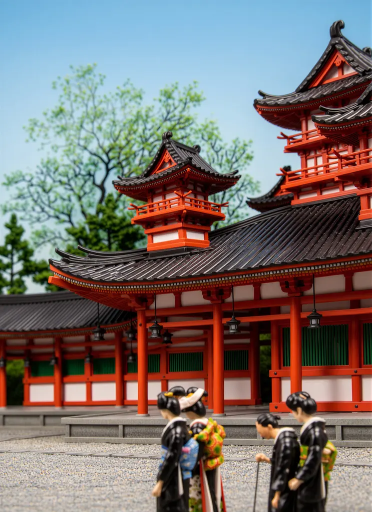 「日本風景選集 京都大極殿」 川瀬巴水 （1922年）&nbsp;-&nbsp;AI加工 フィギュア風