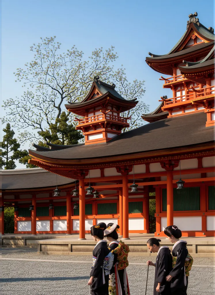 「日本風景選集 京都大極殿」 川瀬巴水 （1922年）&nbsp;-&nbsp;AI加工 写真風
