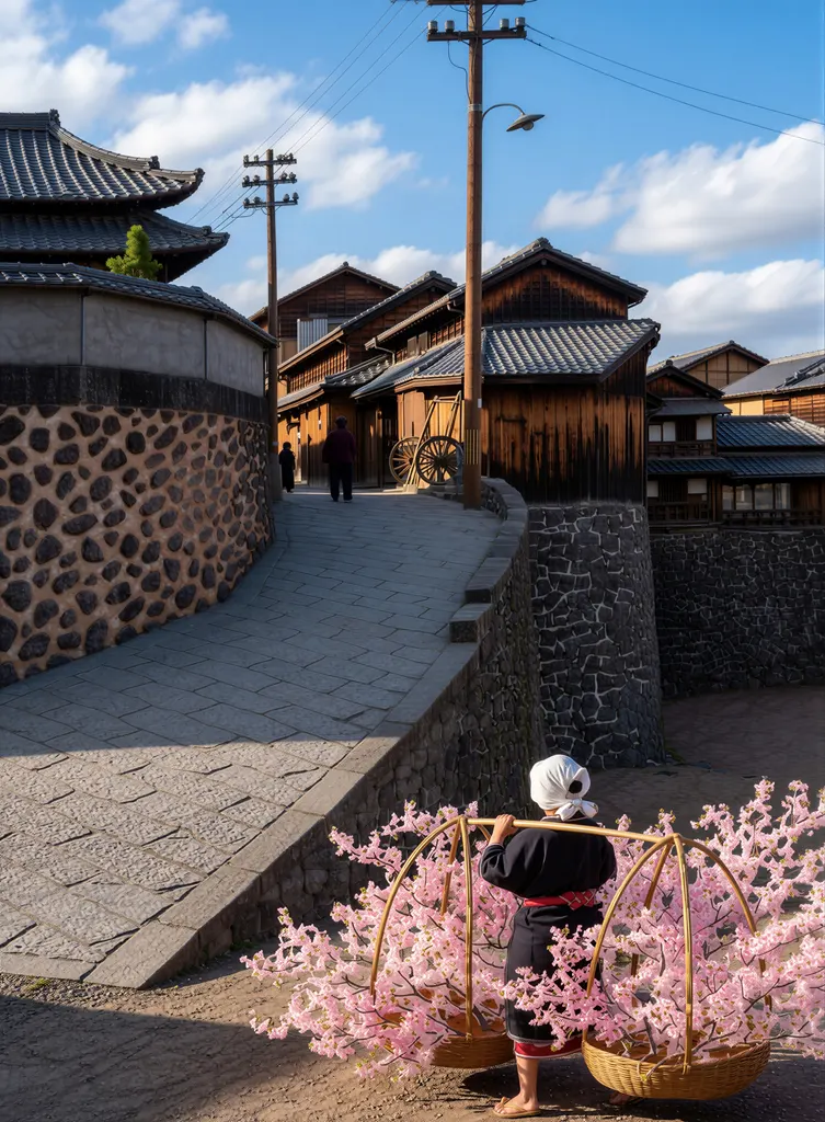 「日本風景選集 長崎金屋町」 川瀬巴水 （1923年）&nbsp;-&nbsp;AI加工 写真風