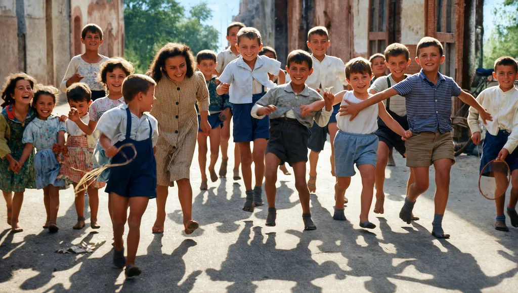 「イタリアの子供たち」 Daniel Bernstein&nbsp;-&nbsp;AI加工 カラー化
