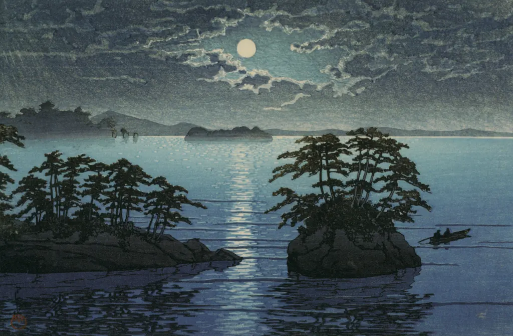 「月の松島」 川瀬巴水 （1919年）&nbsp;-&nbsp;川瀬巴水作品集より