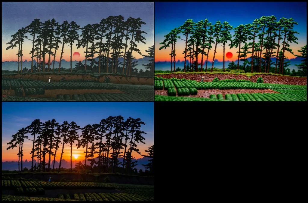 「東京二十景 池上市の倉 （夕陽）」 川瀬巴水 （1928年）