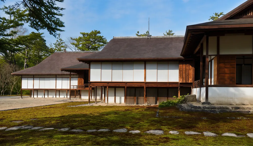 「桂離宮 御書院の全景」 渡辺義雄&nbsp;-&nbsp;AI加工 カラー化