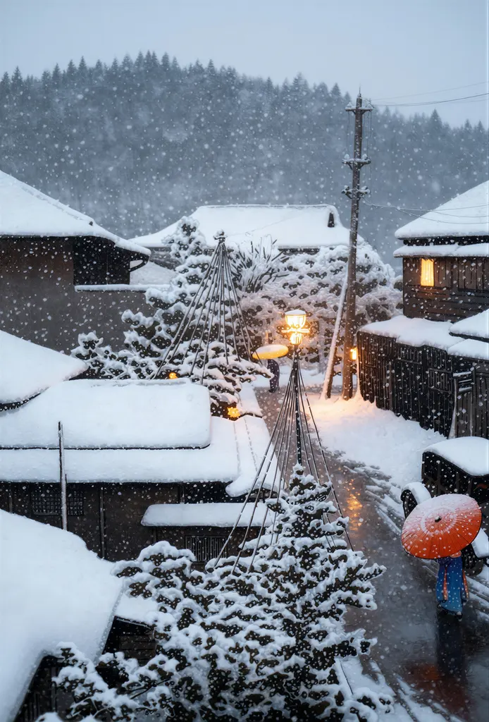「代地の雪」 川瀬巴水 （1925年）&nbsp;-&nbsp;AI加工 写真風