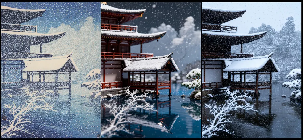 「日本風景選集 雪の金閣寺」 川瀬巴水 （1922年）