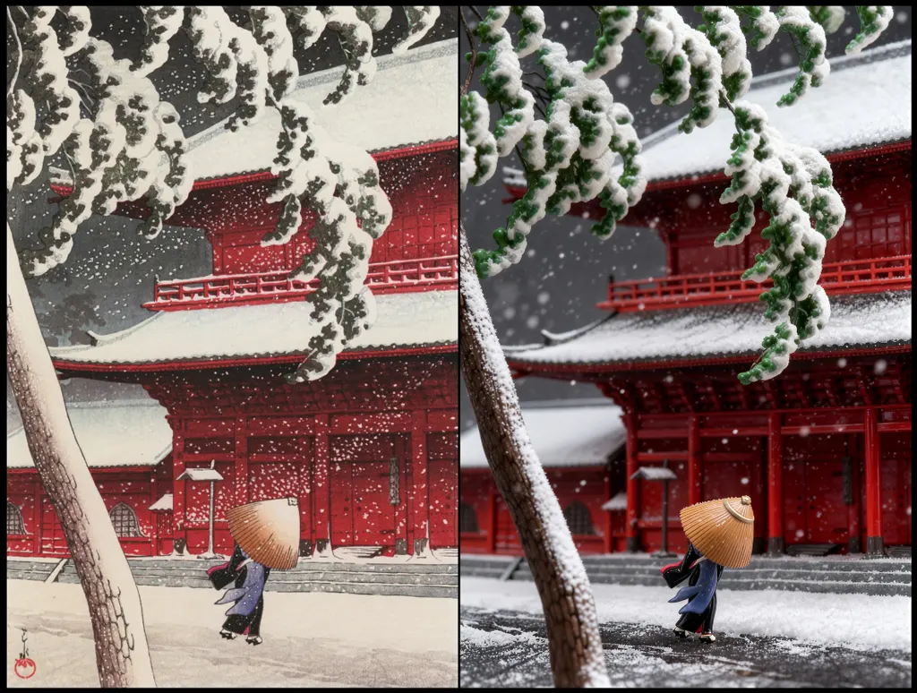 「東京二十景 芝増上寺」 川瀬巴水 （1925年）