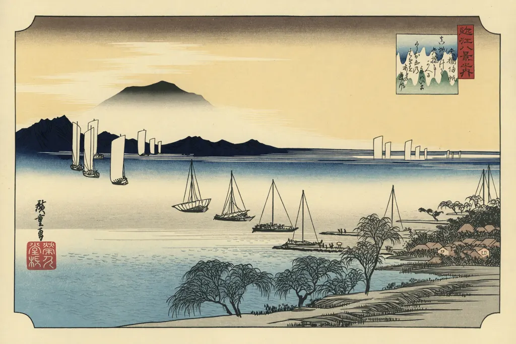 「近江八景之内 矢橋帰帆」 歌川広重 （1834年頃）&nbsp;-&nbsp;北斎と広重 名所絵より
