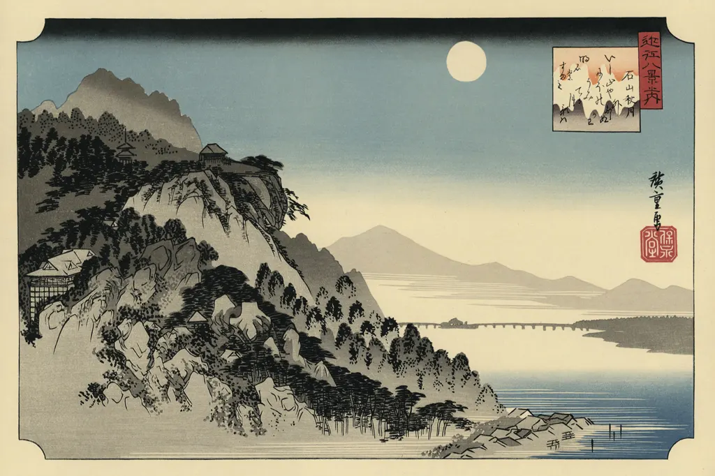 「近江八景之内 石山秋月」 歌川広重 （1834年頃）&nbsp;-&nbsp;北斎と広重 名所絵より