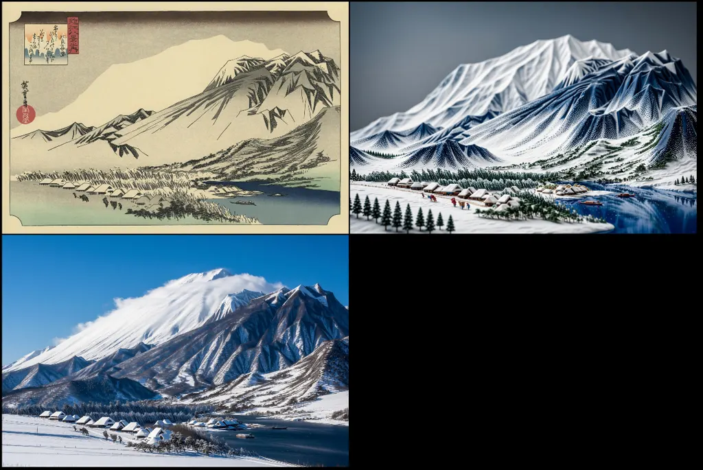 「近江八景之内 比良暮雪」 歌川広重 （1834年頃）