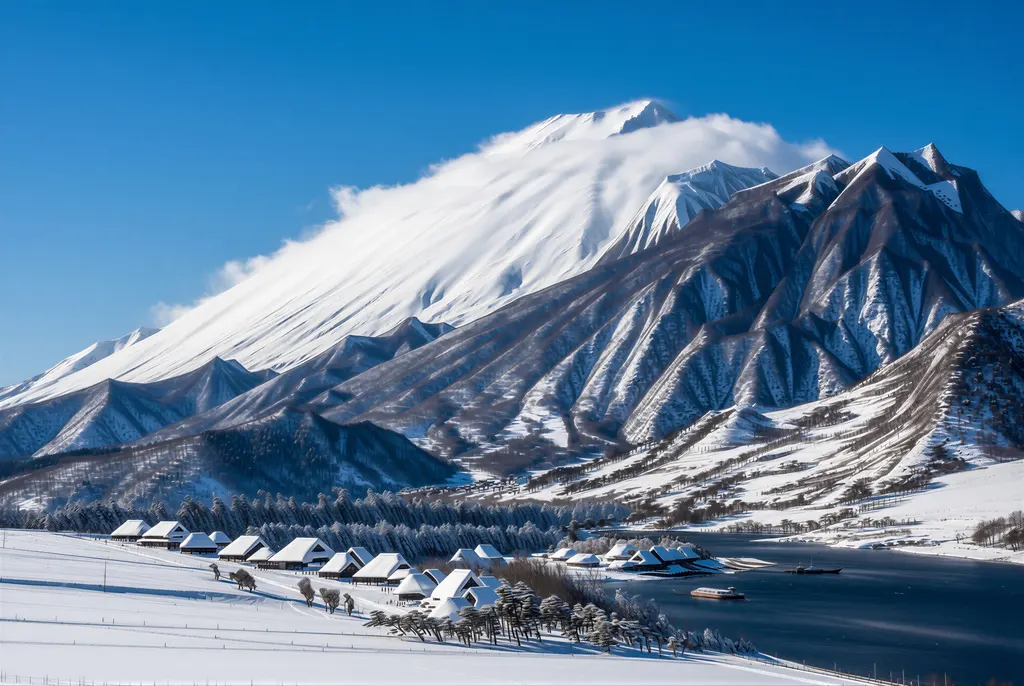 「近江八景之内 比良暮雪」 歌川広重 （1834年頃）&nbsp;-&nbsp;AI加工 写真風