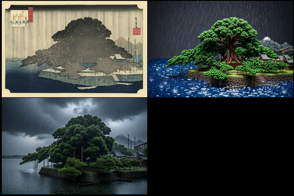 「近江八景之内 唐崎夜雨」 歌川広重 （1834年頃）
