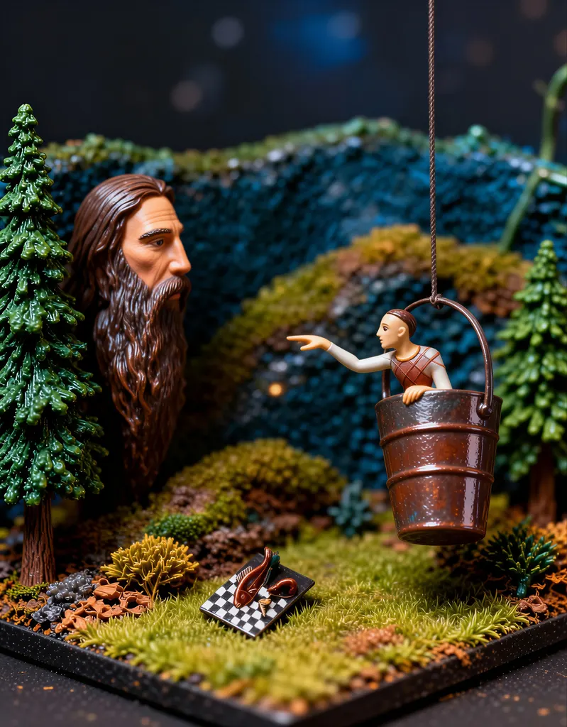 「深淵のなかでの対話」 エドガー・エンデ （1953年）&nbsp;-&nbsp;AI加工 フィギュア風