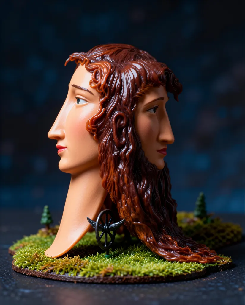 「ヤヌスの首」 エドガー・エンデ （1953年）&nbsp;-&nbsp;AI加工 フィギュア風