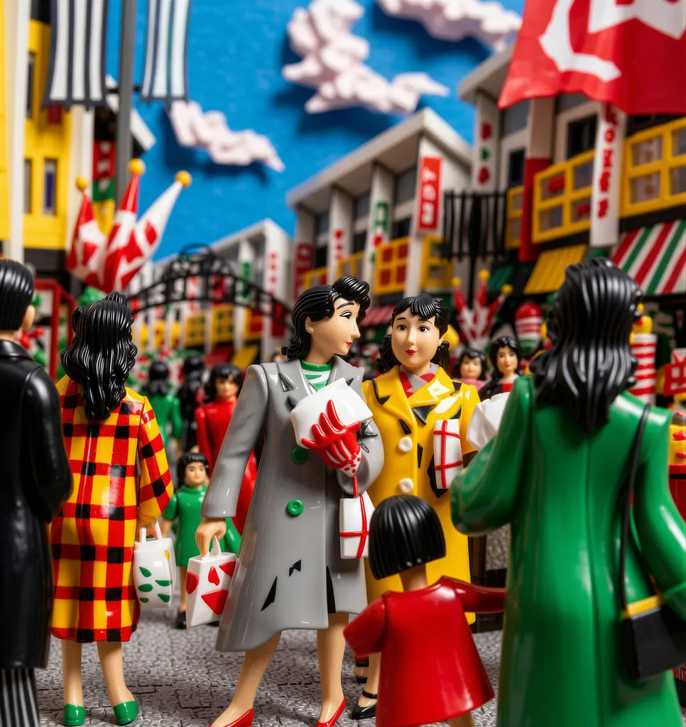 「元町歳暮」 川西英 （1965年）&nbsp;-&nbsp;AI加工 フィギュア風