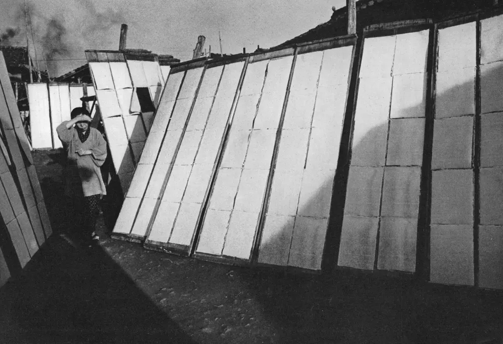 「紙干し場」 堀内初太郎&nbsp;-&nbsp;日本カメラ 1956年2月号より