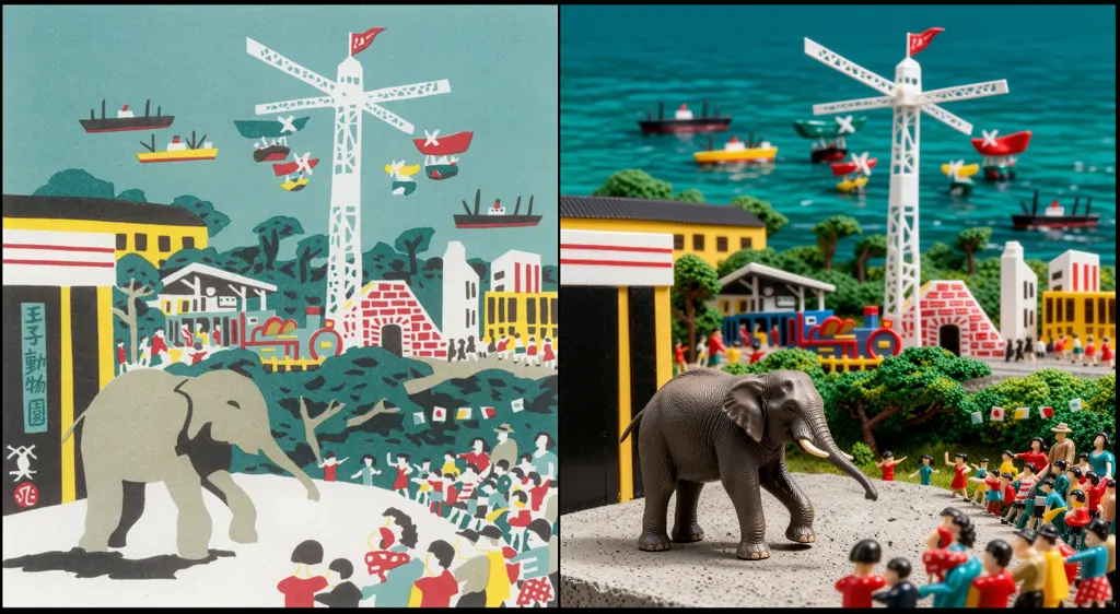 「王子動物園」 川西英 （1965年）