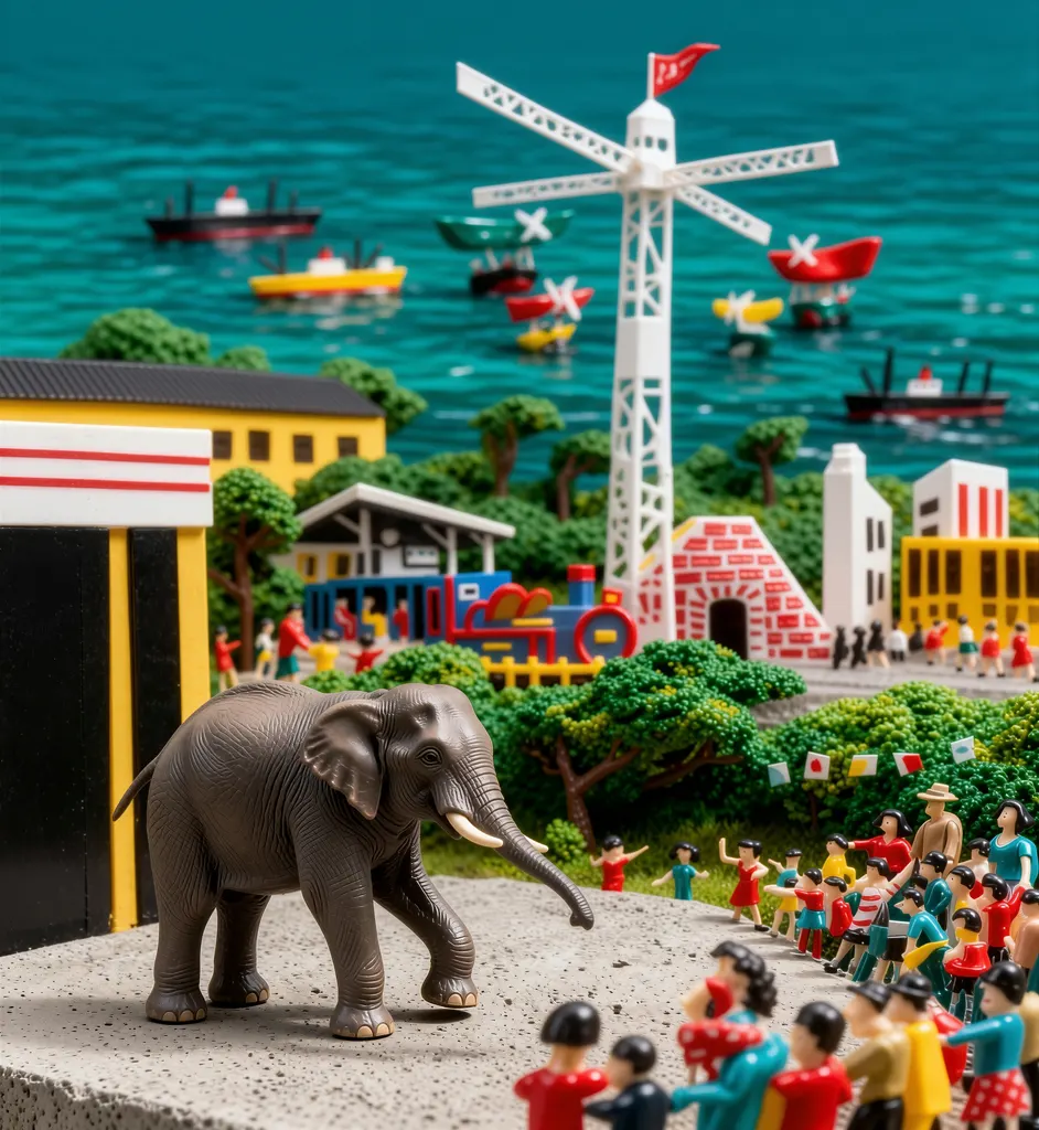 「王子動物園」 川西英 （1965年）&nbsp;-&nbsp;AI加工 フィギュア風
