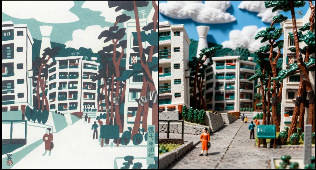「鴨子ヶ原団地」 川西英 （1965年）