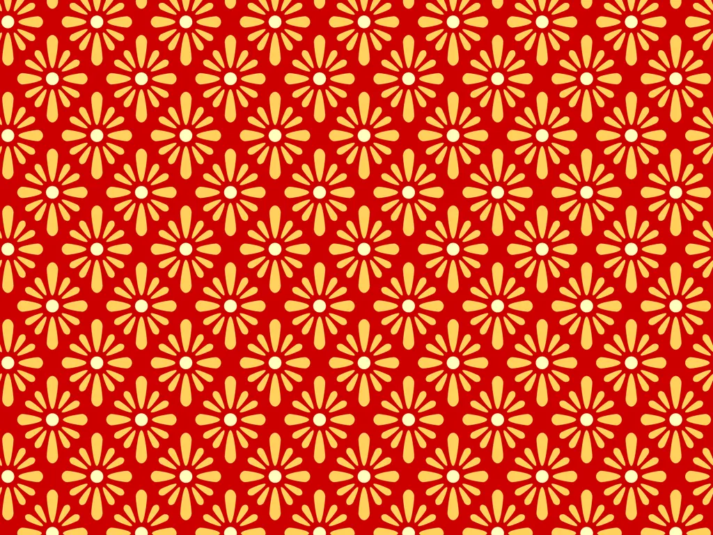 花柄の花菱の背景イラストとベクター&nbsp;-&nbsp;黄色とオレンジ色と赤色