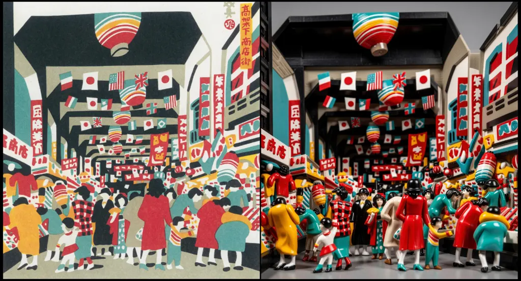「高架下商店街」 川西英 （1965年）