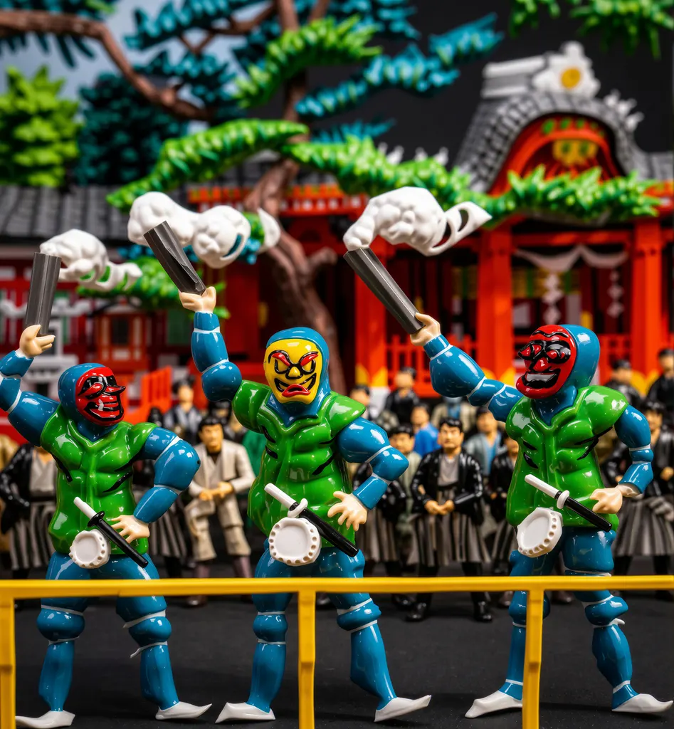 「長田神社追儺式」 川西英 （1965年）&nbsp;-&nbsp;AI加工 フィギュア風