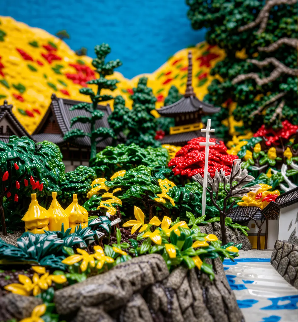 「太山寺」 川西英 （1965年）&nbsp;-&nbsp;AI加工 フィギュア風
