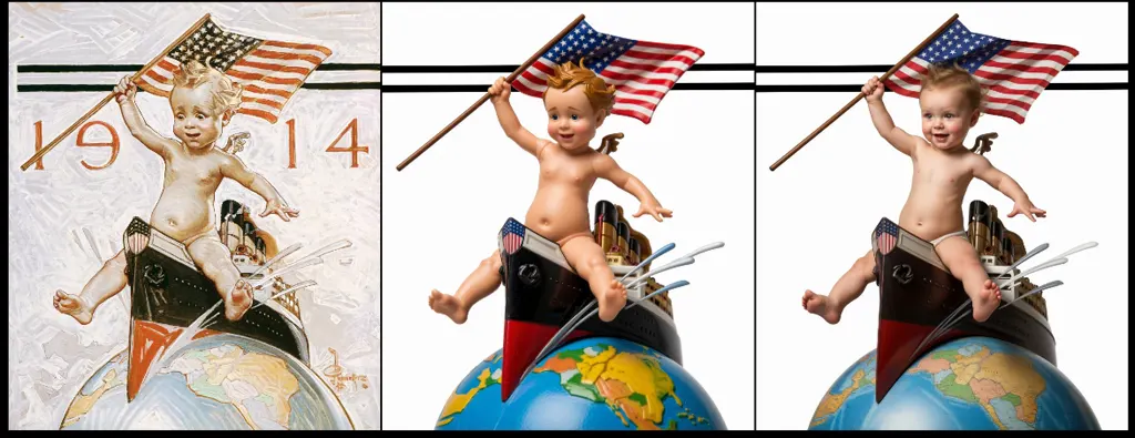 “New Year’s Baby 1914 (Baby ona Boat)” by J. C. Leyendecker (1914)