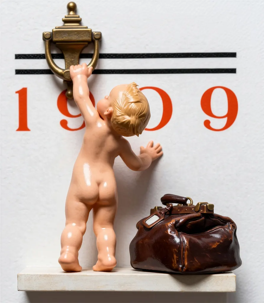 「ニューイヤーベイビー 1909」 J・C・ライエンデッカー （1909年）&nbsp;-&nbsp;AI加工 フィギュア風