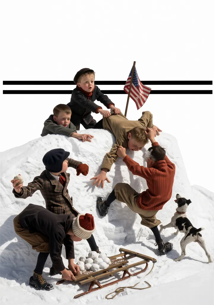 「雪合戦」 J・C・ライエンデッカー （1911年）&nbsp;-&nbsp;AI加工 写真風