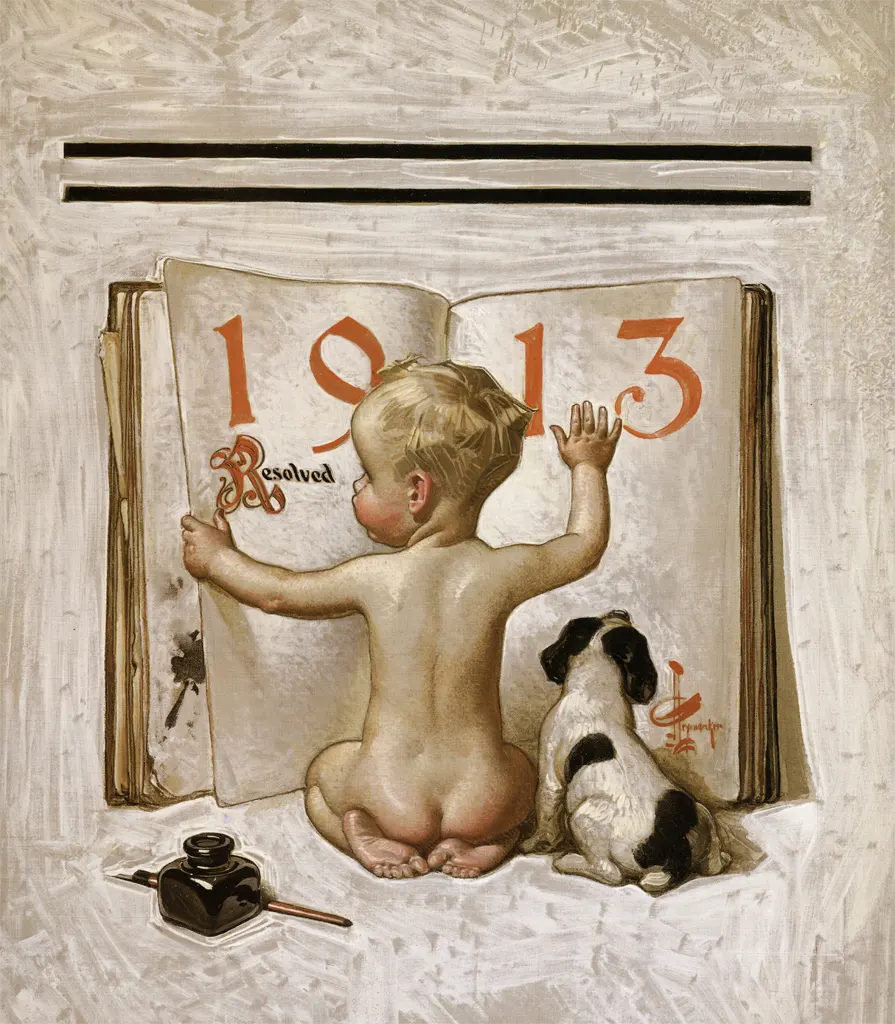 「ニューイヤーズベイビー 1913」 J・C・ライエンデッカー （1912年）&nbsp;-&nbsp;J.C. Leyendecker: American Imagistより