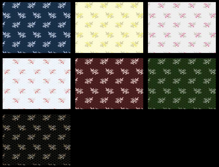 和風植物柄模様の背景イラストとベクター