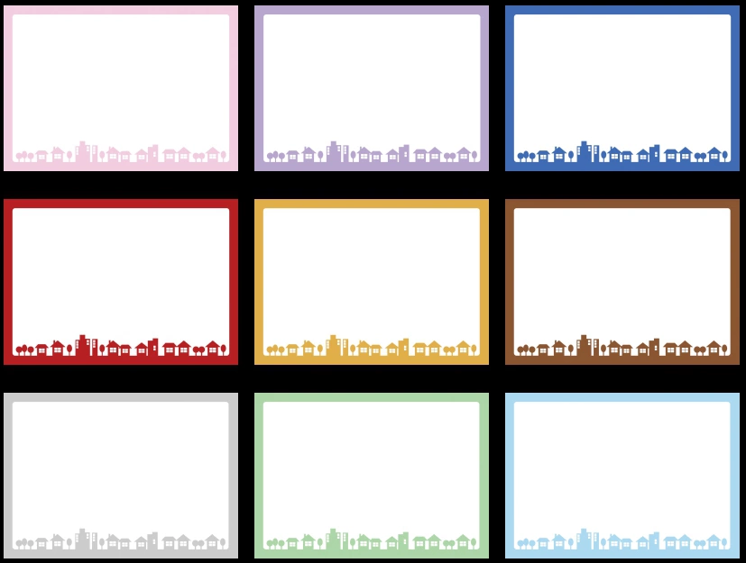 街並みのフレーム背景のイラストとベクター