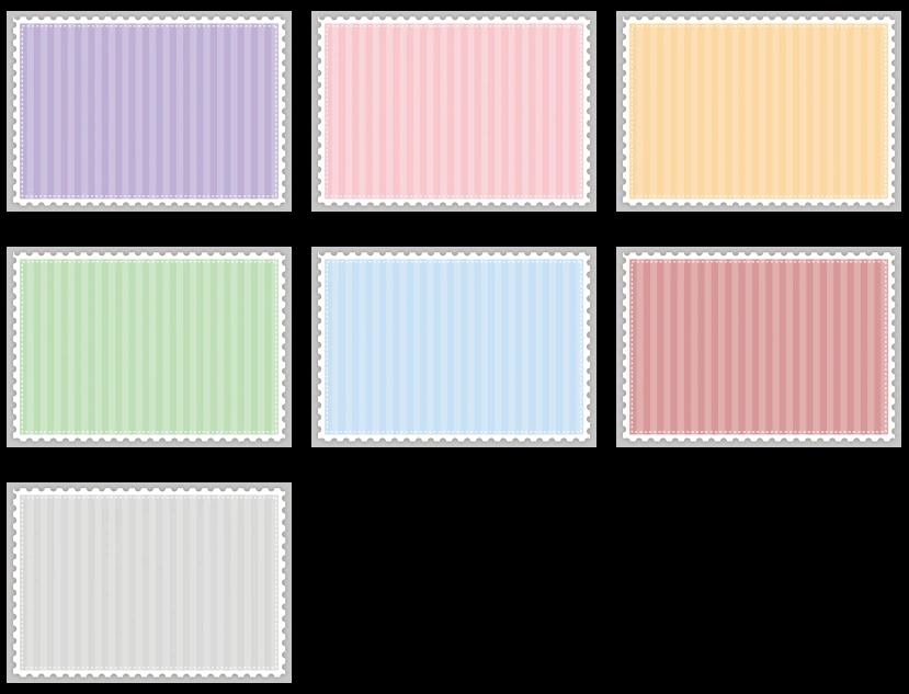 ストライプ柄模様と切手風フレームの背景イラストとベクター