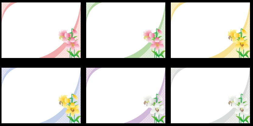 百合とドット柄フレームの背景イラストとベクター