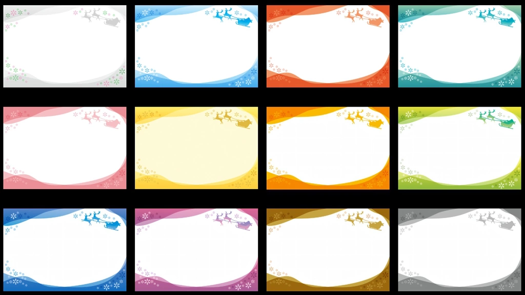 サンタが乗る橇を引くトナカイのクリスマスフレームの背景イラスト