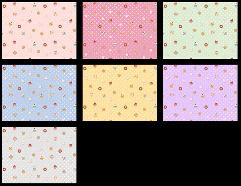 スイーツとドット柄模様の背景イラストとベクター