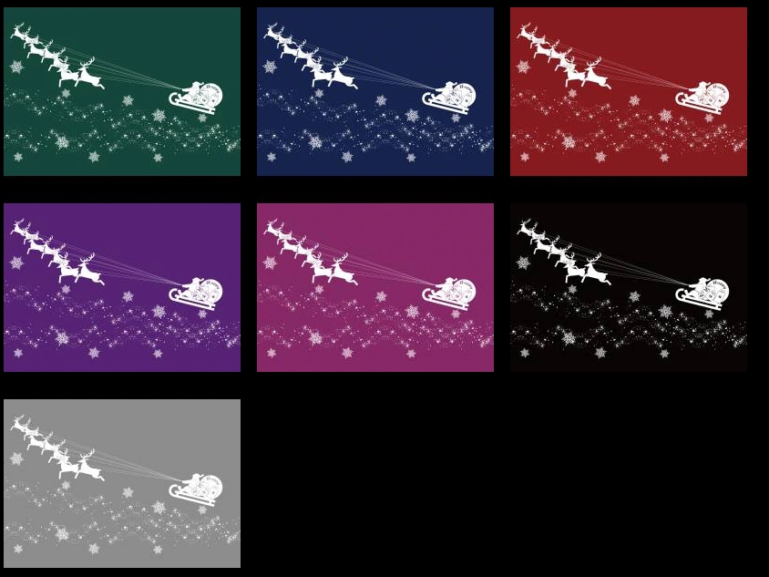 雪の結晶とトナカイの引く橇に乗るサンタクロースの背景イラストとベクター