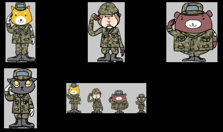動物たちの兵士のイラストとベクター