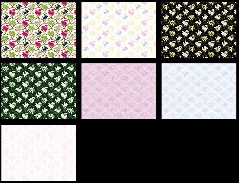 波と花柄模様の背景イラストとベクター