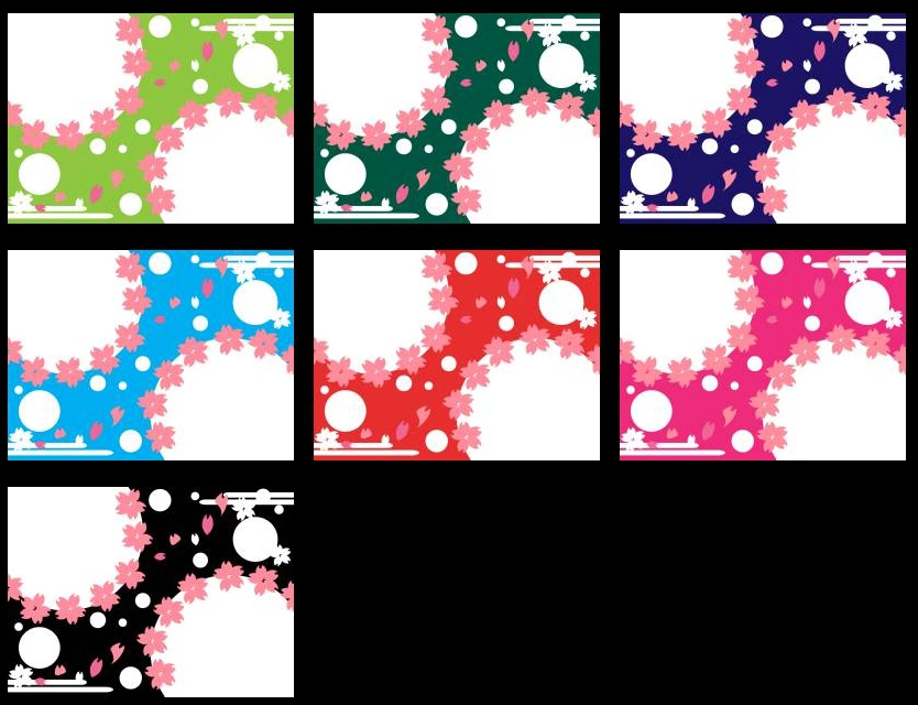 桜の花と円形の背景イラストとベクター