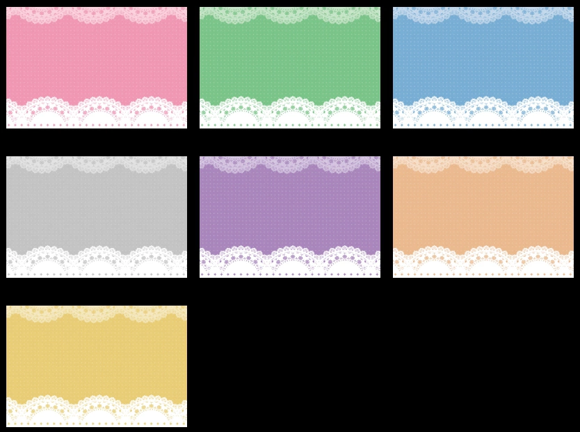 ドット柄模様と上下のレースフレームの背景イラストとベクター