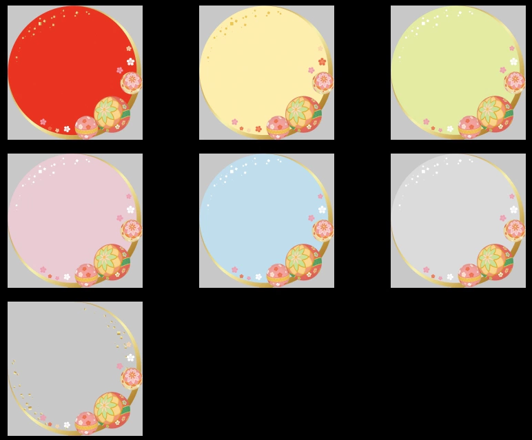 手鞠と和風円形フレームの背景イラストとベクター