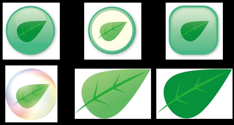 葉っぱのアイコンイラストとベクター