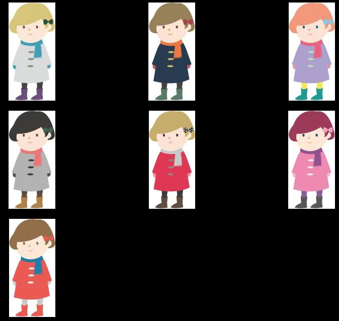 コートを着た少女のイラストとベクター