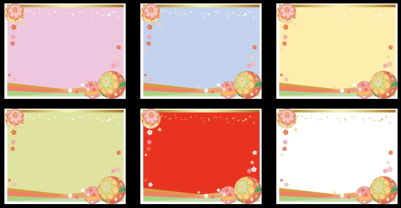 手鞠の和風フレームの背景イラストとベクター