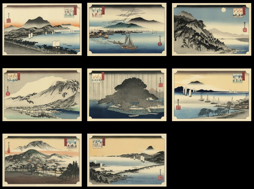 北斎と広重 名所絵 近江八景